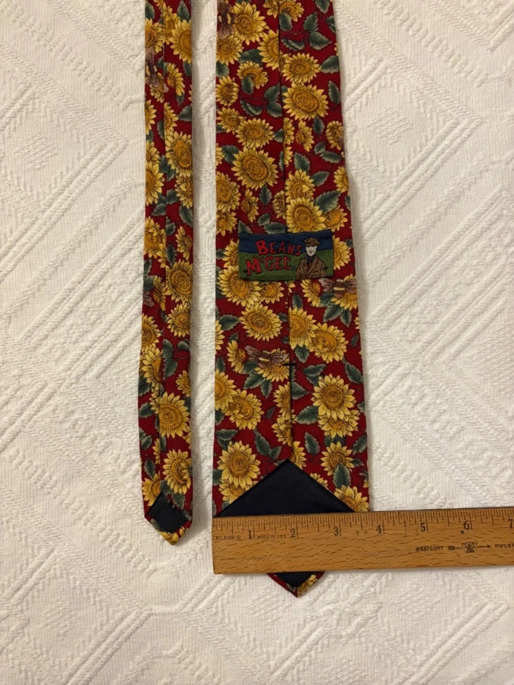 Beans McGee Vintage Sunflower Floral Cotton Tie 3.5” Wide